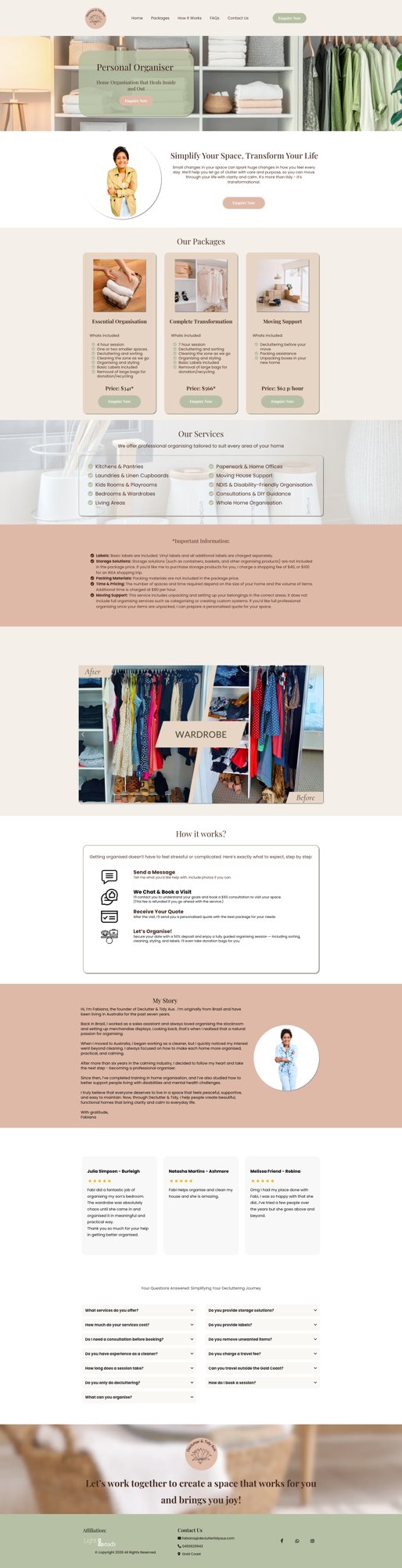 Declutter & Tidy professional organising website