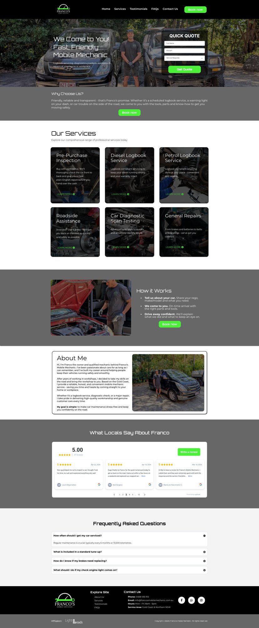Franco's Mobile Mechanic website